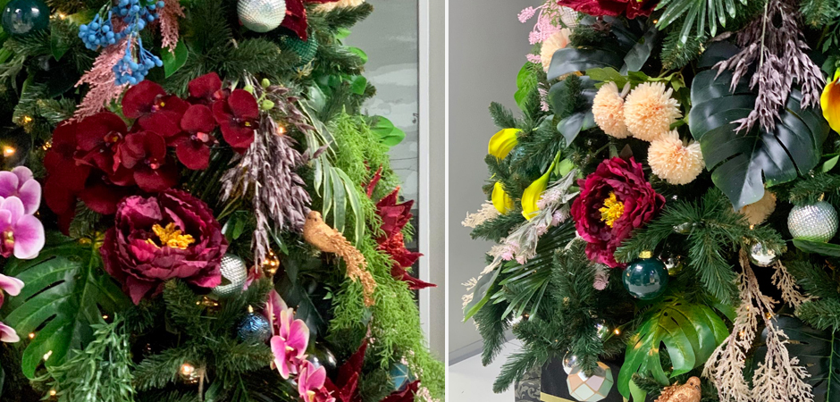 Ель Дизайнерская украшенная тропическими Цветами Christmas tree Tropical Flowers Ель Дизайнерская украшенная тропическими Цветами Christmas tree Tropical Flowers - Loft-Concept в Грозном