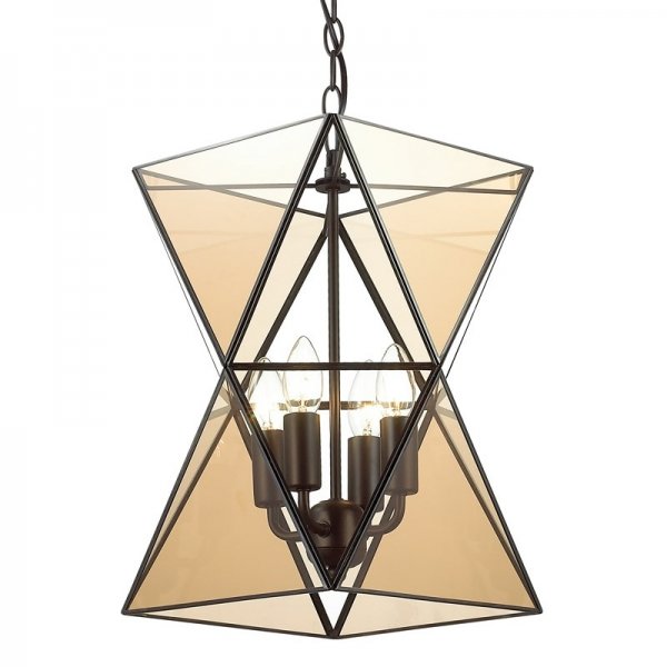 Люстра PolyPyramid Glass Pendant 4 Cognac Прозрачный Люстра PolyPyramid Glass Pendant 4 Cognac Прозрачный в Грозном | Loft Concept