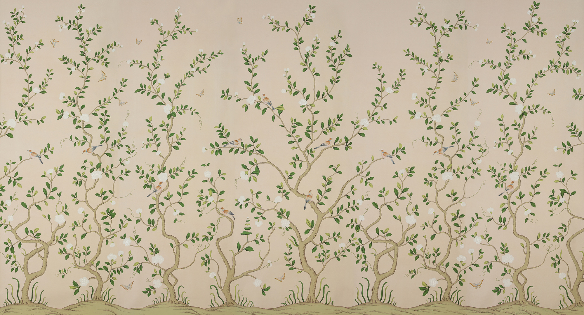 Обои ручная роспись Gustavian Garden Spring on Gentleman's Pink dyed paper Обои ручная роспись Gustavian Garden Spring on Gentleman's Pink dyed paper - постер Loft-Concept в Грозном
