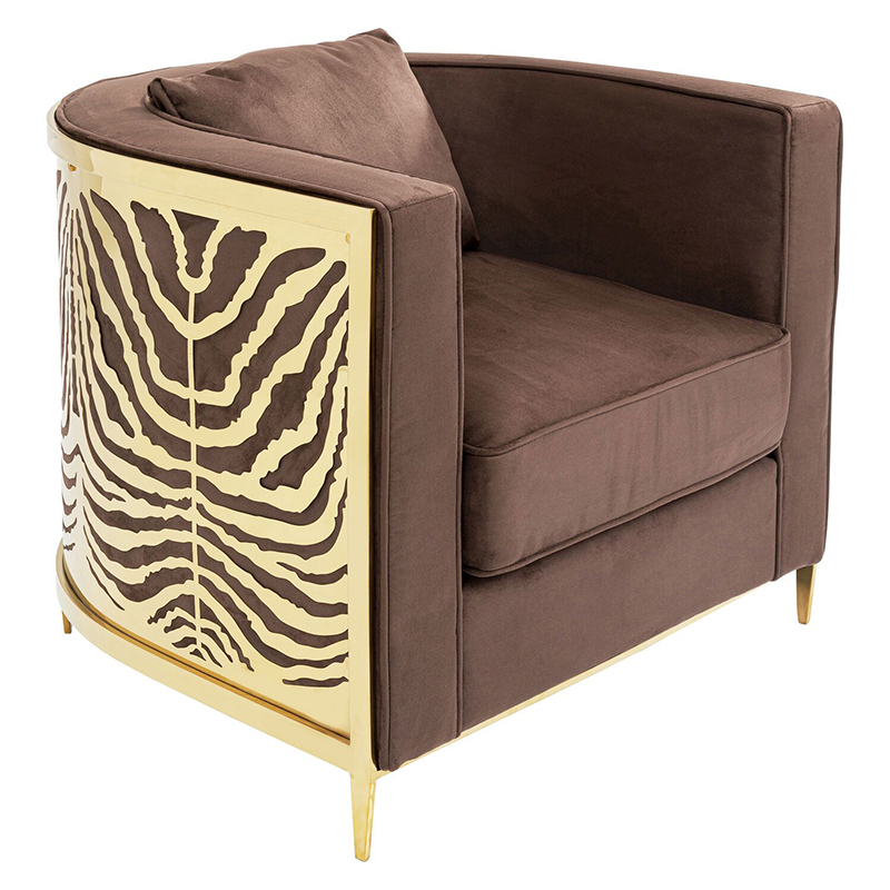 Дизайнерское кресло Velvet Ice Breaker Armchair Коричневый Золотой Дизайнерское кресло Velvet Ice Breaker Armchair Коричневый Золотой в Грозном | Loft Concept