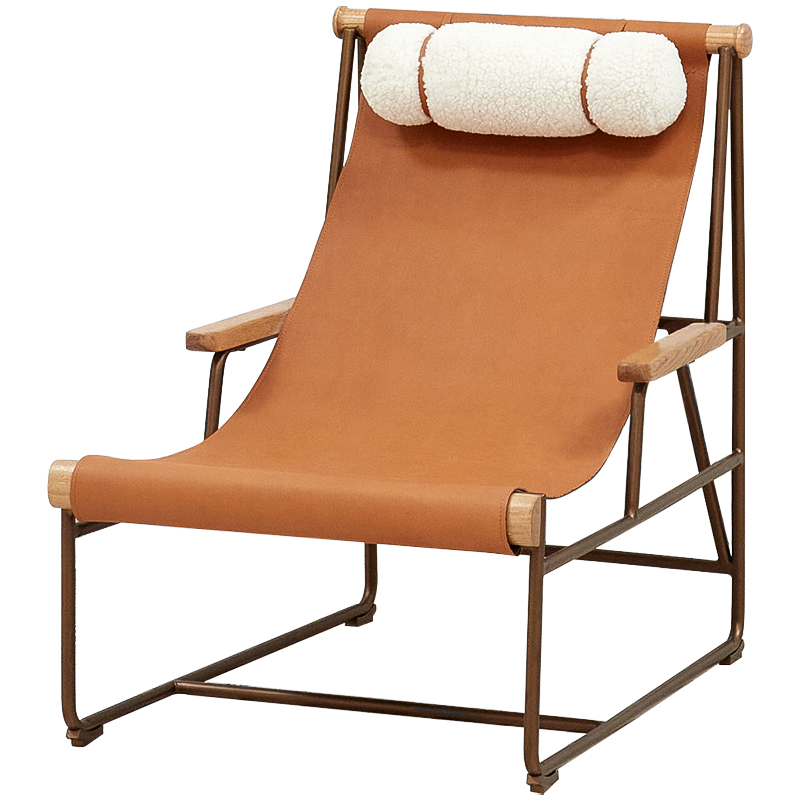 Кресло на металлическом каркасе Favreau Armchair Коричневый Белый Древесина Кресло на металлическом каркасе Favreau Armchair Коричневый Белый Древесина в Грозном | Loft Concept