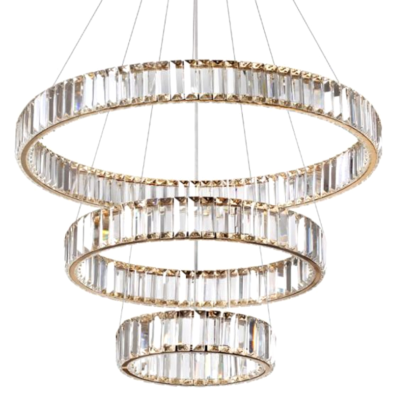Люстра Хрустальная Ring Horizontal 3 кольца Золотой Прозрачный в Грозном | Loft Concept 