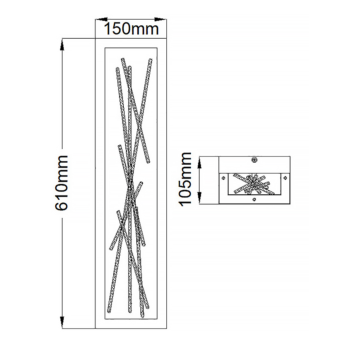 Бра в прямоугольной черной рамке с декором в виде ветвей в золотой отделке Hinkley в Грозном