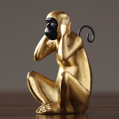 Статуэтка Monkey dont hear Глянцевое золото Статуэтка Monkey dont hear Глянцевое золото в Грозном | Loft Concept