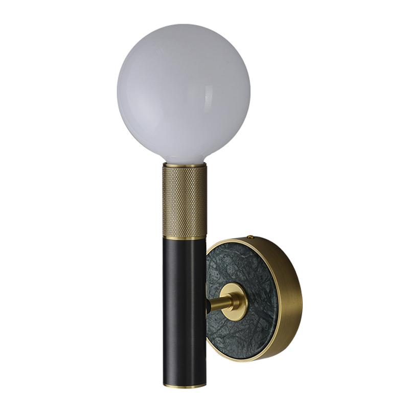 Бра Frode Wall lamp Латунь Белое матовое стекло Черный Бра Frode Wall lamp Латунь Белое матовое стекло Черный в Грозном | Loft Concept