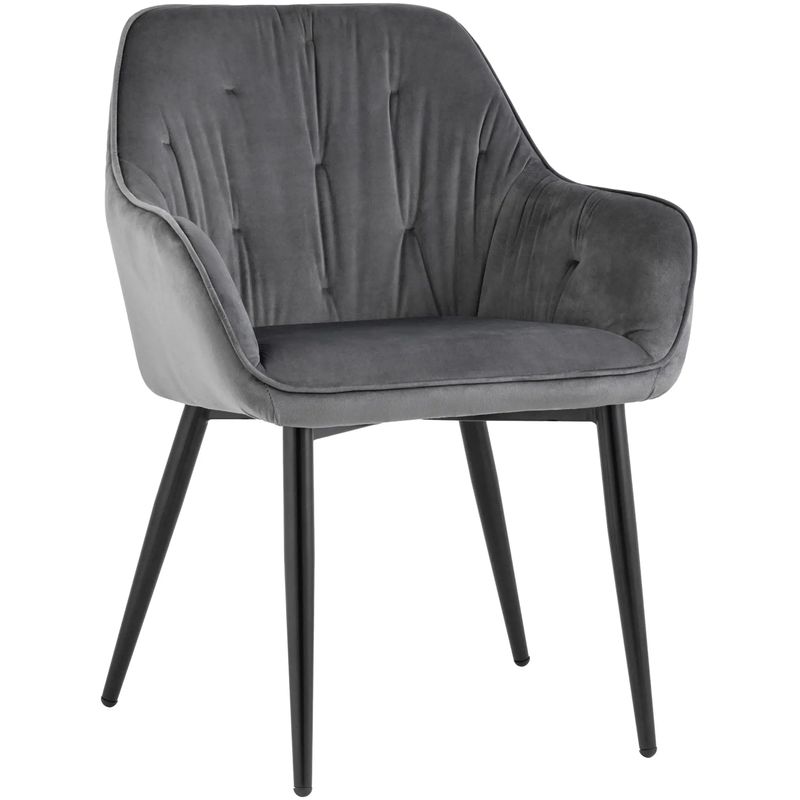 Стул CHANTAL Chair капитоне Серый Велюр Серый Черный Стул CHANTAL Chair капитоне Серый Велюр Серый Черный в Грозном | Loft Concept
