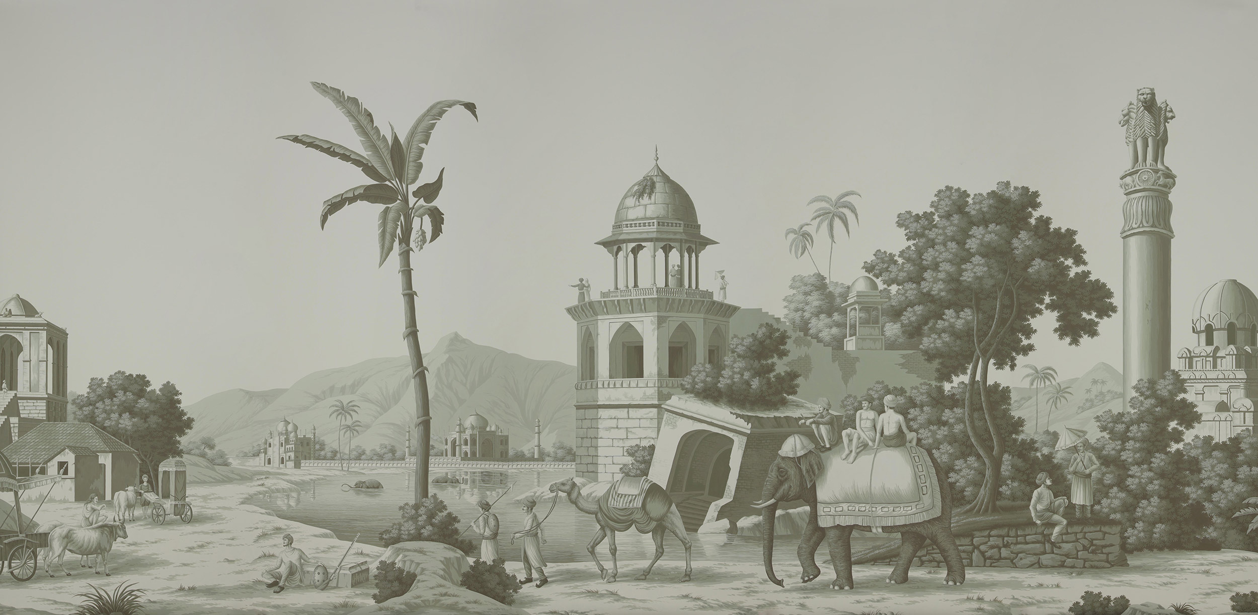 Обои ручная роспись Early Views of India Crystal Grey on scenic paper Обои ручная роспись Early Views of India Crystal Grey on scenic paper - постер Loft-Concept в Грозном