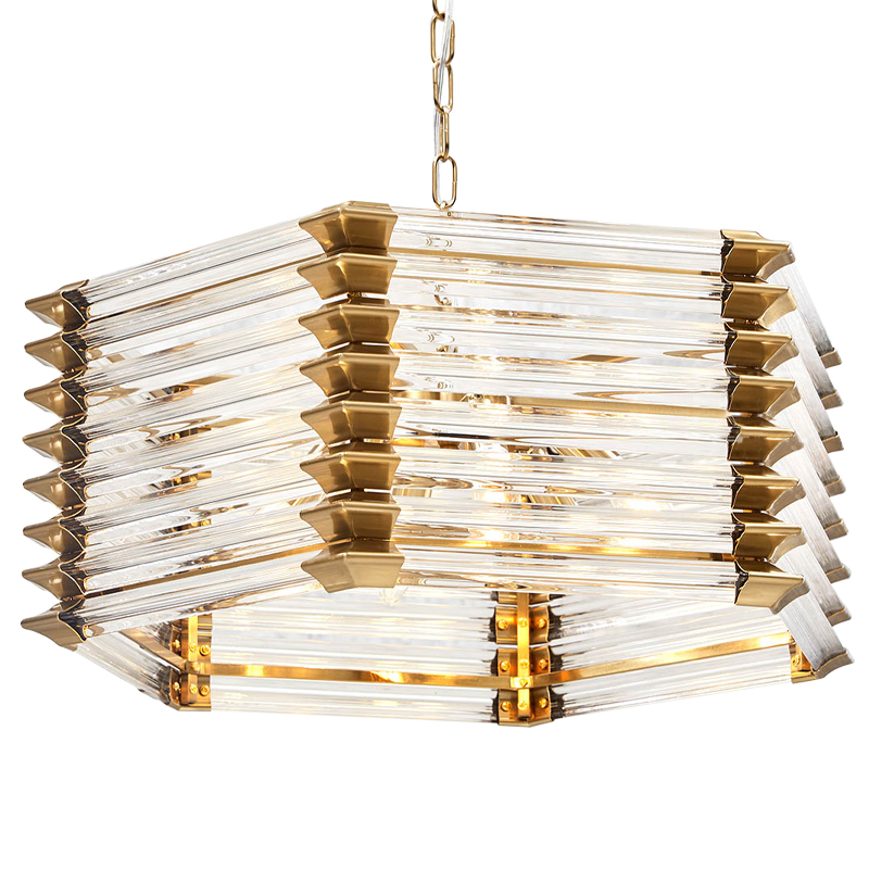 Люстра стеклянная Hexagon Tadesse Glass Chandelier Прозрачное Стекло Золотой Люстра стеклянная Hexagon Tadesse Glass Chandelier Прозрачное Стекло Золотой в Грозном | Loft Concept