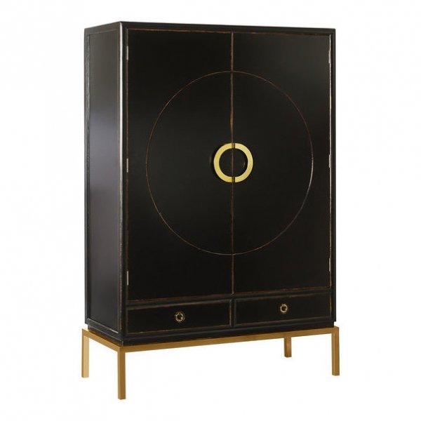 Шкаф China Rack Black Черный Золотой Шкаф China Rack Black Черный Золотой в Грозном | Loft Concept