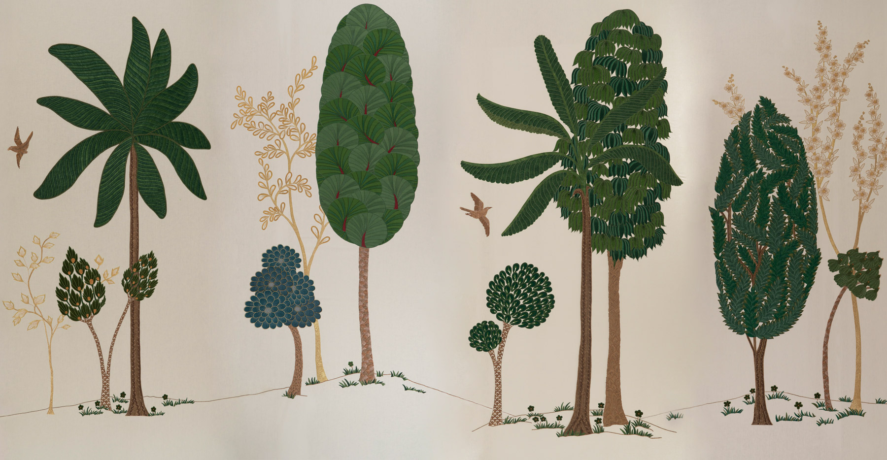 Обои ручная роспись Mughal Trees Original colourway on linen - постер Loft-Concept в Грозном