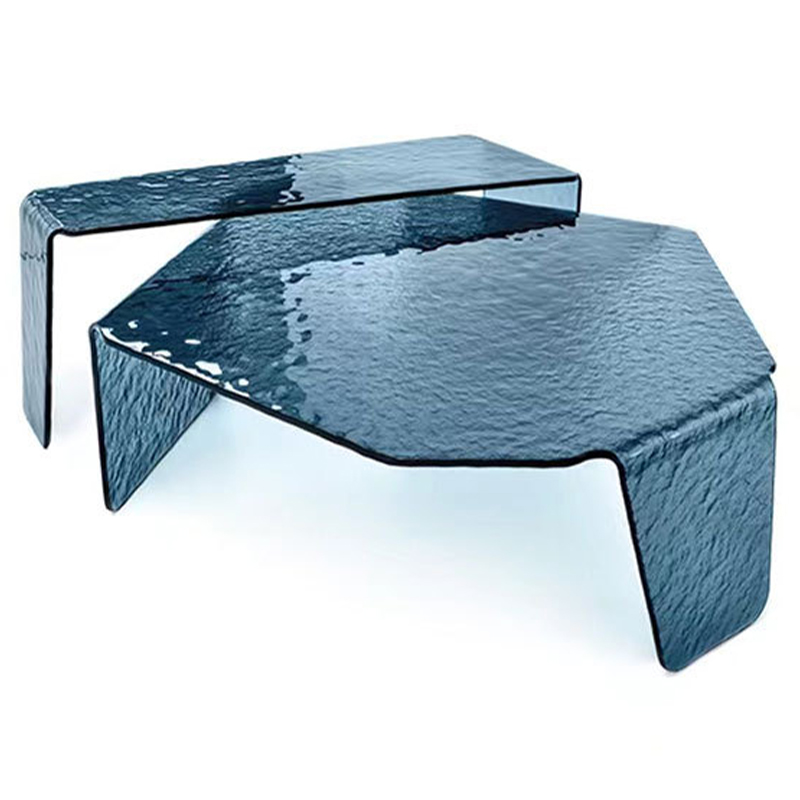 Комплект кофейных столиков Water Surface Glass Coffee Tables Синий Комплект кофейных столиков Water Surface Glass Coffee Tables Синий в Грозном | Loft Concept