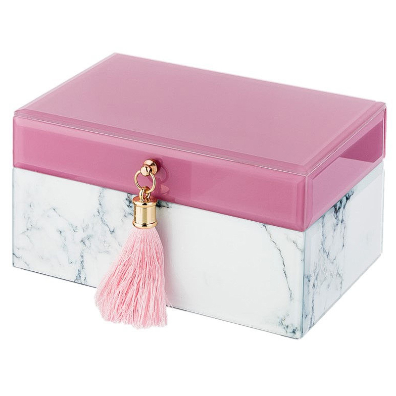 Шкатулка Pink Glass Imitation Marble Box Розовый Белый Шкатулка Pink Glass Imitation Marble Box Розовый Белый в Грозном | Loft Concept