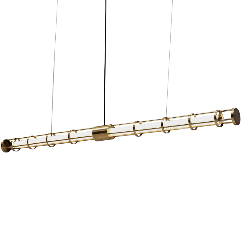 Линейный подвесной светильник Awais Rigs Linear Hanging Lamp Золотой Белый Линейный подвесной светильник Awais Rigs Linear Hanging Lamp Золотой Белый в Грозном | Loft Concept