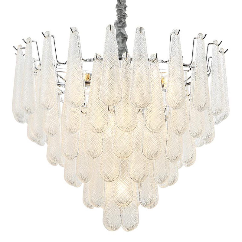 Люстра Textured Glass Drops Chandelier 19 Белый Хром Люстра Textured Glass Drops Chandelier 19 Белый Хром в Грозном | Loft Concept