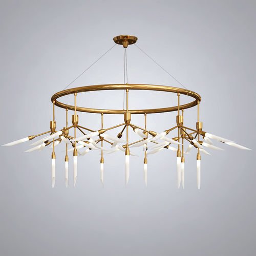 Люстра Spur Ring Chandelier Латунь Белый Люстра Spur Ring Chandelier Латунь Белый в Грозном | Loft Concept