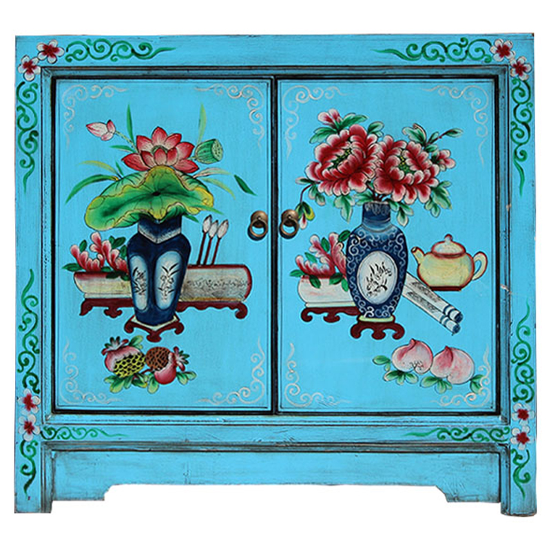 Бирюзовый комод в Китайском стиле ручная роспись Chinese Chest of Drawers Бирюзовый Мульти Бирюзовый комод в Китайском стиле ручная роспись Chinese Chest of Drawers Бирюзовый Мульти в Грозном | Loft Concept