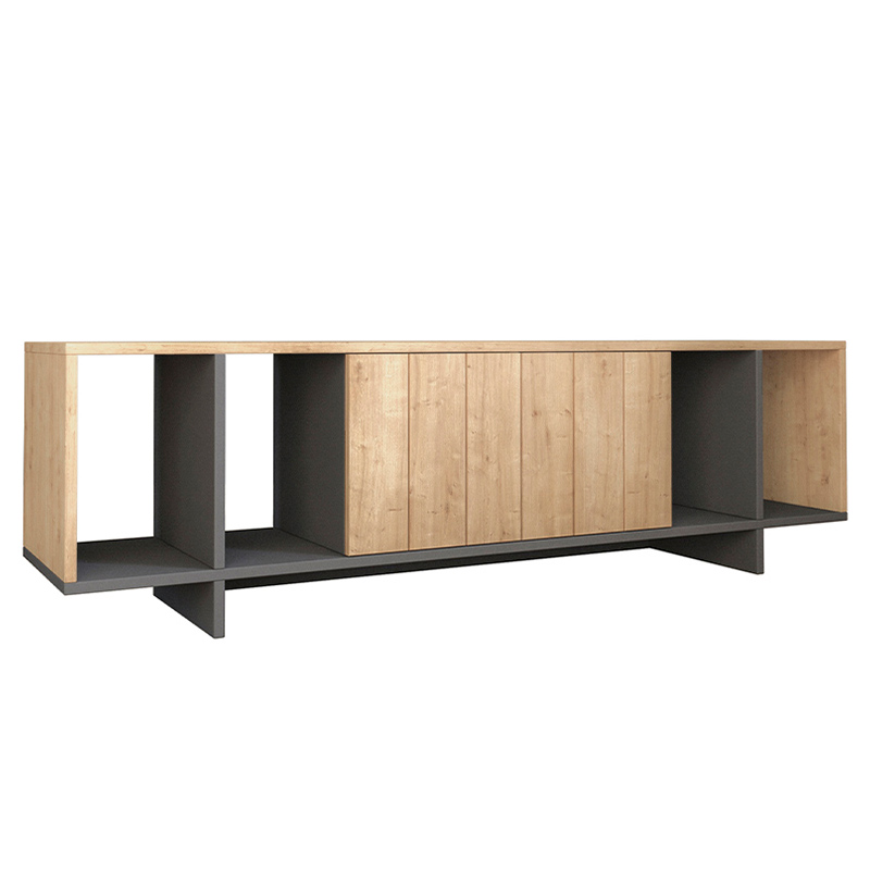 ТВ-тумба с откидной дверцей и 4-мя полками ZITANO TV STAND OAK Светлый дуб Серый ТВ-тумба с откидной дверцей и 4-мя полками ZITANO TV STAND OAK Светлый дуб Серый в Грозном | Loft Concept