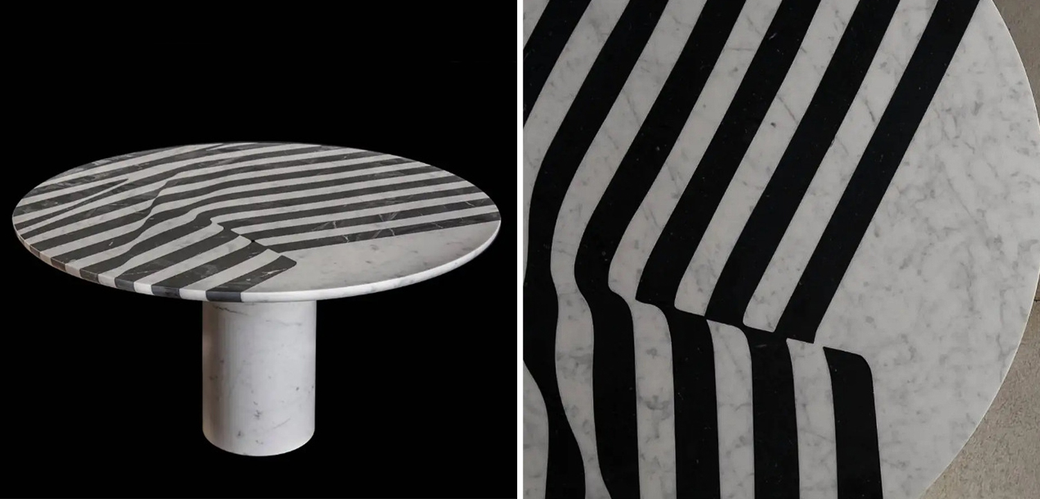 Обеденный стол Safwan Black and White Stripes Dining Table - фото