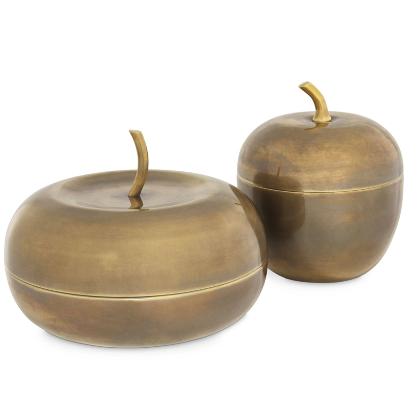Комплект шкатулок Eichholtz Box Apple Set of 2 brass Винтажная латунь Комплект шкатулок Eichholtz Box Apple Set of 2 brass Винтажная латунь в Грозном | Loft Concept