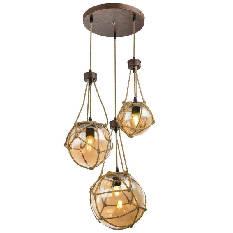 Светильник LOFT ROPE Three Balls Черный Коричневый Светильник LOFT ROPE Three Balls Черный Коричневый в Грозном | Loft Concept