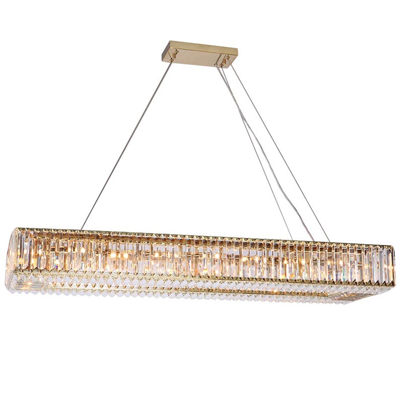 Люстра Darleen Crystal Gold Rectangular Chandelier Золотой Прозрачный (Transparent) Люстра Darleen Crystal Gold Rectangular Chandelier Золотой Прозрачный (Transparent) в Грозном | Loft Concept
