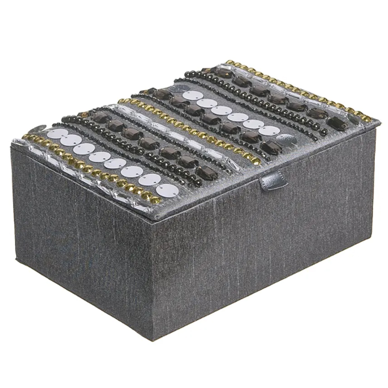 Шкатулка с вышивкой из бисера Kinue Beads Embroidery Box Серебряный Серый Золотой Шкатулка с вышивкой из бисера Kinue Beads Embroidery Box Серебряный Серый Золотой в Грозном | Loft Concept