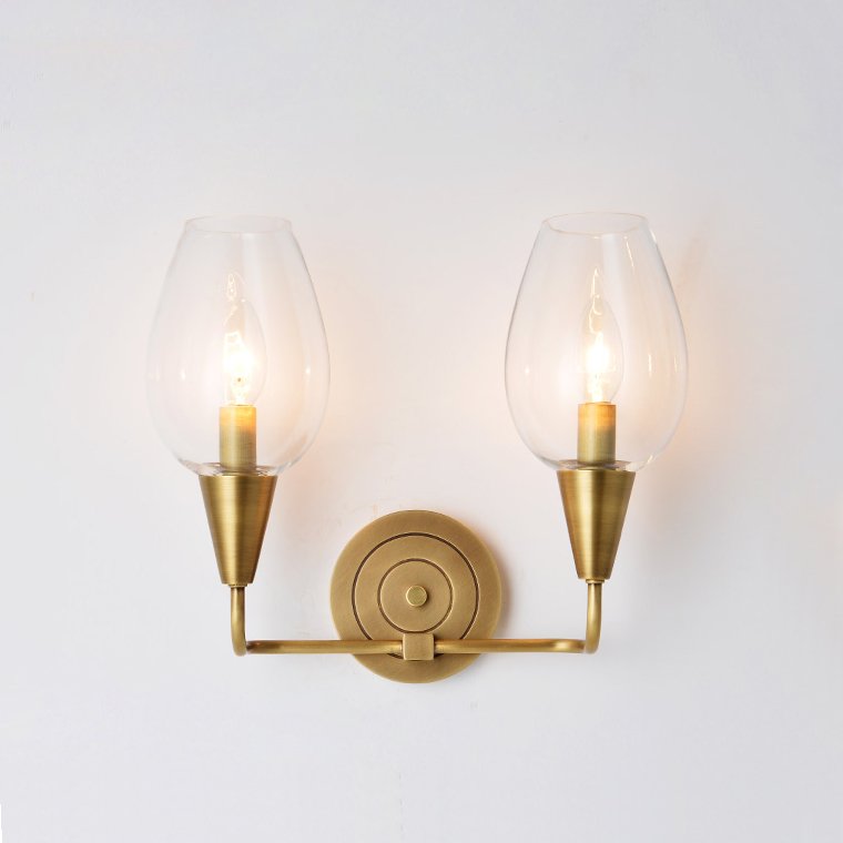 Бра VIOLA WALL Clear Lamp Double Латунь Прозрачное Стекло в Грозном | Loft Concept 