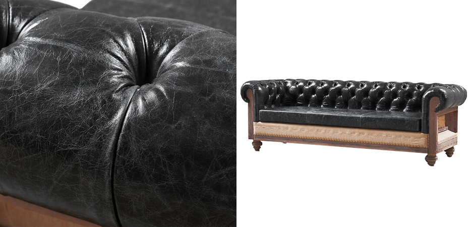 Диван Deconstructed Chesterfield Sofa triple Black leather Диван Deconstructed Chesterfield Sofa triple Black leather - Loft-Concept в Грозном