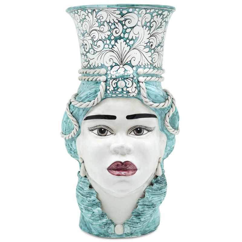 Ваза Vase Moro Lady Giant Ornate Malachite Бирюзовый Белый Ваза Vase Moro Lady Giant Ornate Malachite Бирюзовый Белый в Грозном | Loft Concept