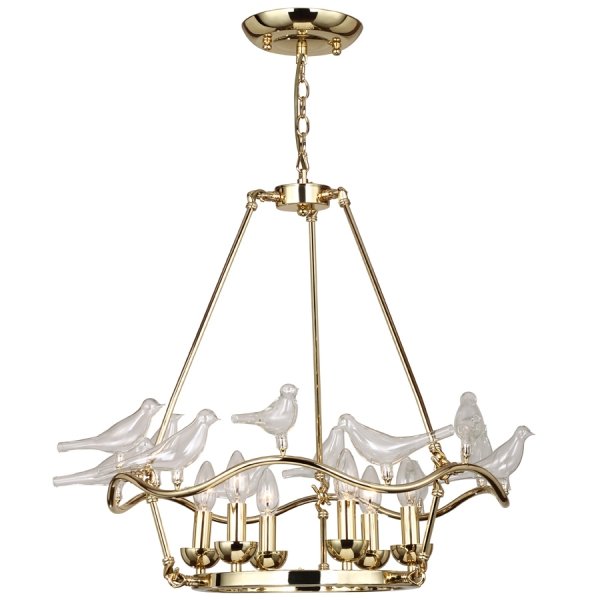 Люстра Dove Chandelier Glass Bird 6 Золотой Люстра Dove Chandelier Glass Bird 6 Золотой в Грозном | Loft Concept