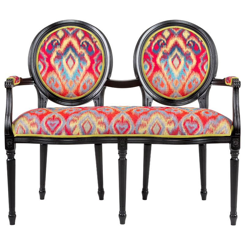 Диванетка Ikat Pattern Черная Черный Красный Мульти Диванетка Ikat Pattern Черная Черный Красный Мульти в Грозном | Loft Concept