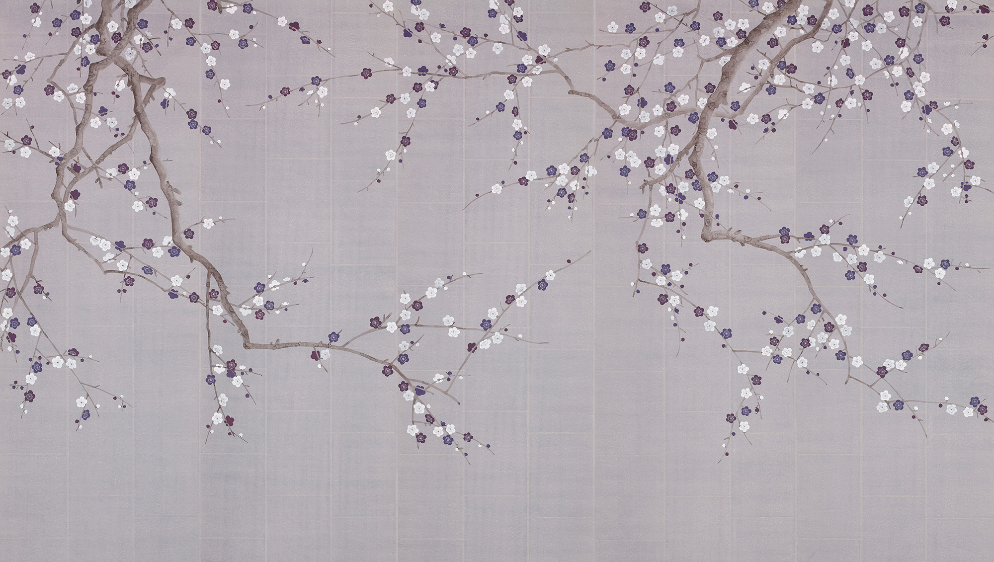 Обои ручная роспись Plum Blossom Lavender on Rich Mauve India tea paper Обои ручная роспись Plum Blossom Lavender on Rich Mauve India tea paper - постер Loft-Concept в Грозном