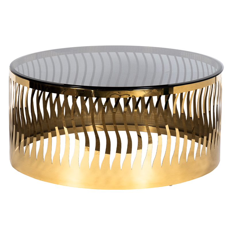 Кофейный стол Emerson Coffee Table Глянцевое золото Стекло Смок Кофейный стол Emerson Coffee Table Глянцевое золото Стекло Смок в Грозном | Loft Concept