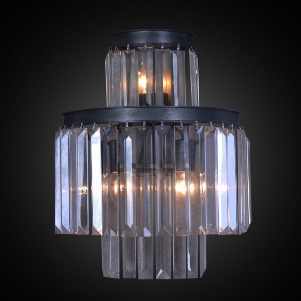 Бра RH 1920s Odeon Clear Glass Fringe Bra - 3 rings Черный в Грозном | Loft Concept 