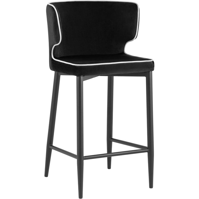 Стул Полубарный Chair посадка 65 см Черный Велюр с Белым кантом Черный Белый Стул Полубарный Chair посадка 65 см Черный Велюр с Белым кантом Черный Белый в Грозном | Loft Concept