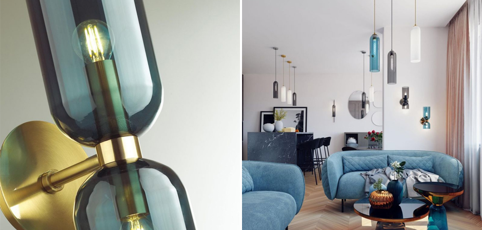 Бра Articolo Double Cup Синее Бра Articolo Double Cup Синее - Loft-Concept в Грозном