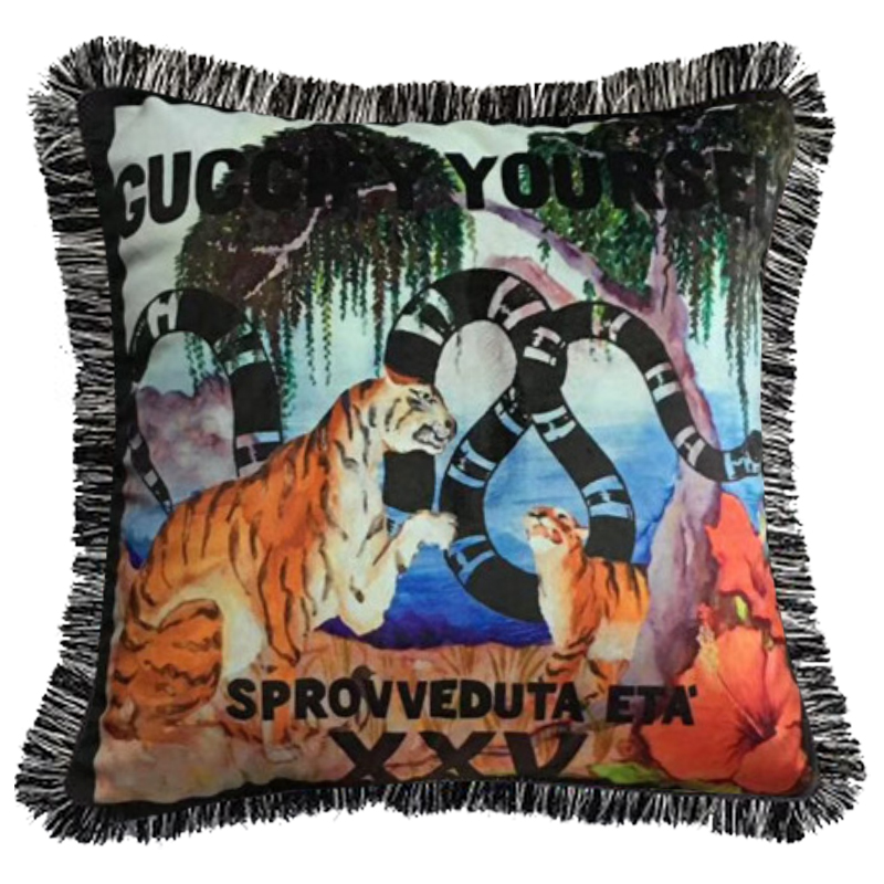 Декоративная подушка Cтиль Gucci Tigers Мульти Декоративная подушка Cтиль Gucci Tigers Мульти в Грозном | Loft Concept