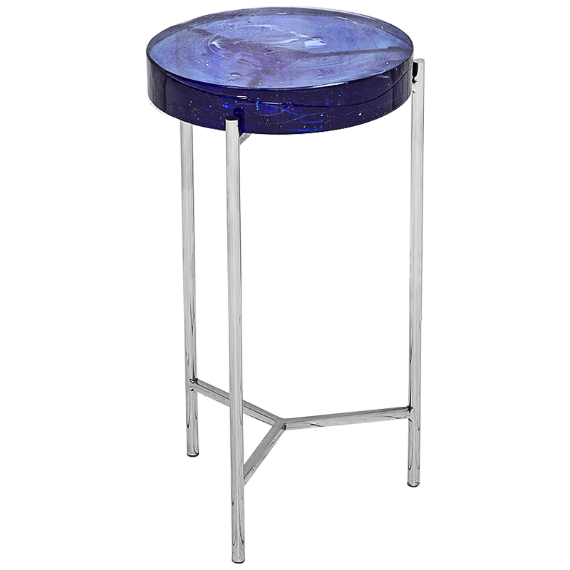 Приставной стол Blue Lollipop Side Table Синий Никель Приставной стол Blue Lollipop Side Table Синий Никель в Грозном | Loft Concept