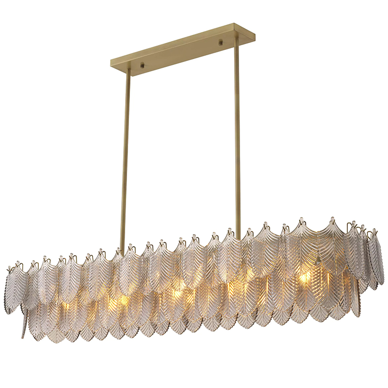 Люстра Eichholtz Chandelier Verbier Rectangular Стекло Смок Латунь в Грозном | Loft Concept 