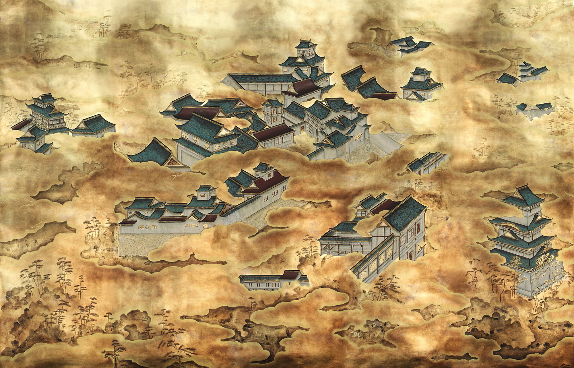 Обои ручная роспись Imperial Palace Original colourway on Deep Rich Gold gilded paper Обои ручная роспись Imperial Palace Original colourway on Deep Rich Gold gilded paper - постер Loft-Concept в Грозном