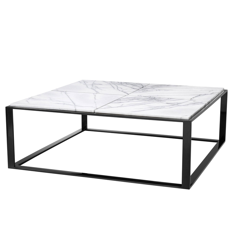 Кофейный стол Eichholtz Coffee Table San Ramon Черный Белый Мрамор Bianco Кофейный стол Eichholtz Coffee Table San Ramon Черный Белый Мрамор Bianco в Грозном | Loft Concept