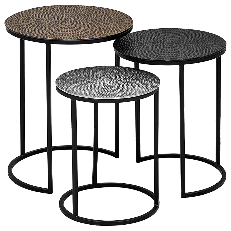 Набор приставных столиков Patrice side table Темная бронза винтаж Черный Набор приставных столиков Patrice side table Темная бронза винтаж Черный в Грозном | Loft Concept
