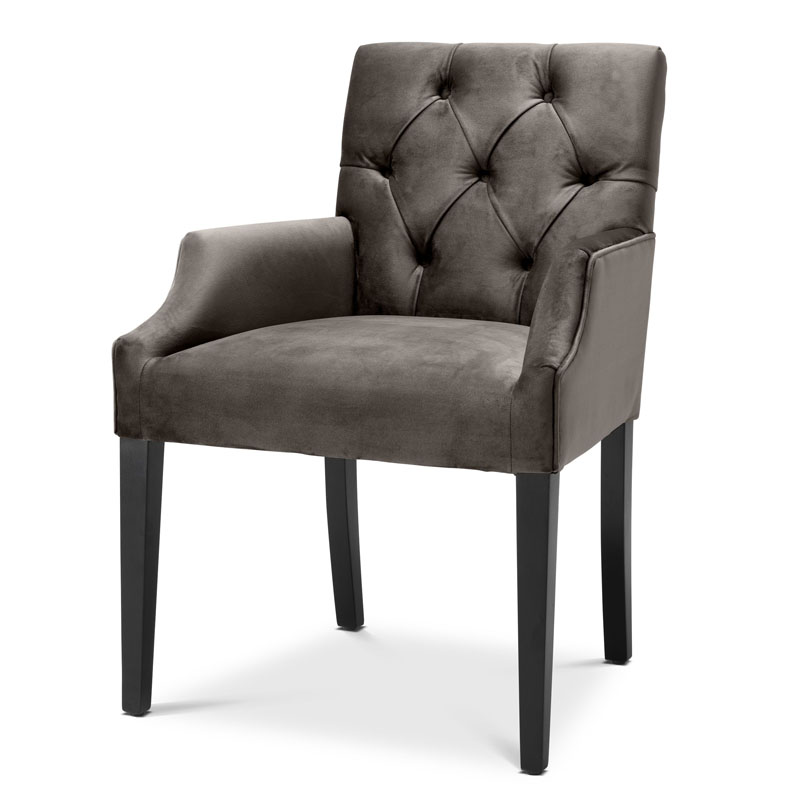 Стул Eichholtz DINING CHAIR ATENA WITH ARM dark Серый Черный Стул Eichholtz DINING CHAIR ATENA WITH ARM dark Серый Черный в Грозном | Loft Concept