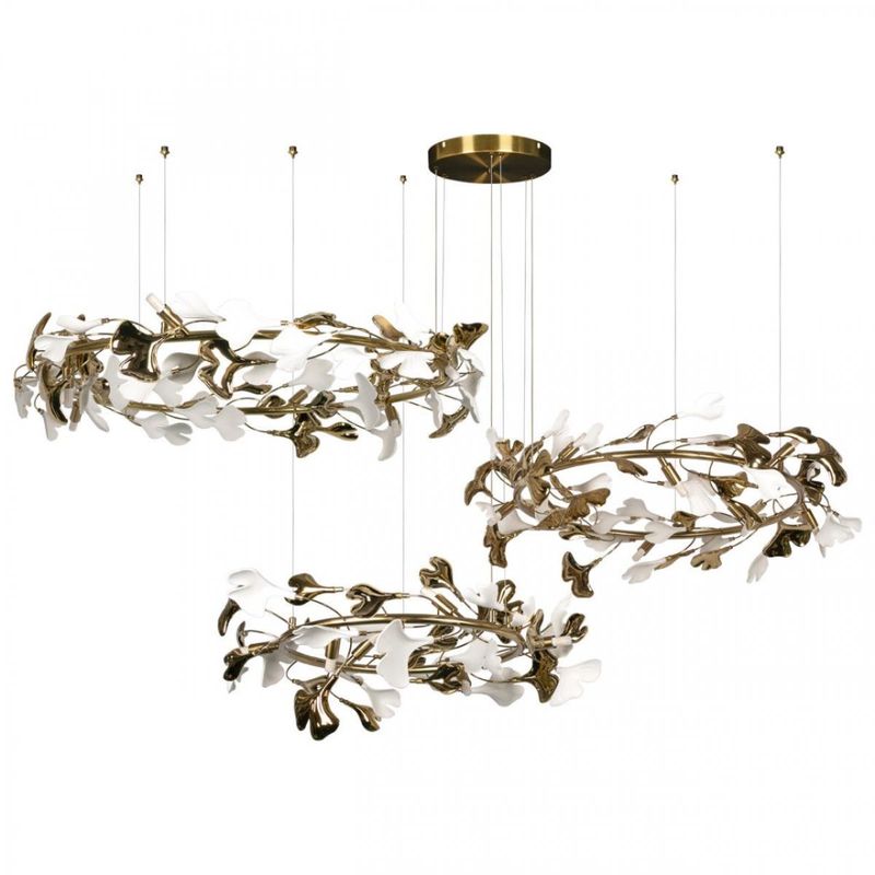 Люстра Триптих Wintery flover Gold с Белыми плафонами Золотой Белый Люстра Триптих Wintery flover Gold с Белыми плафонами Золотой Белый в Грозном | Loft Concept