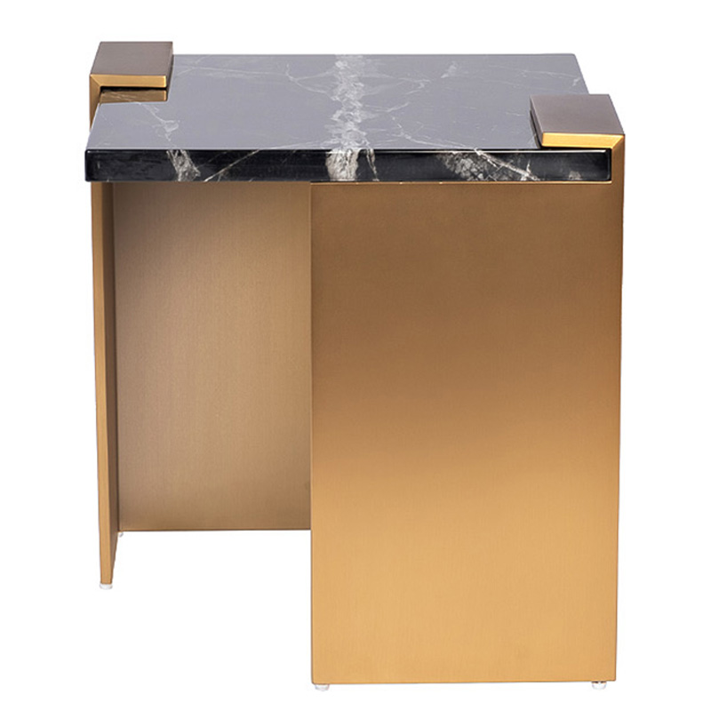 Приставной стол tormund Side Table матовое золото Черный Мрамор Nero в Грозном | Loft Concept 