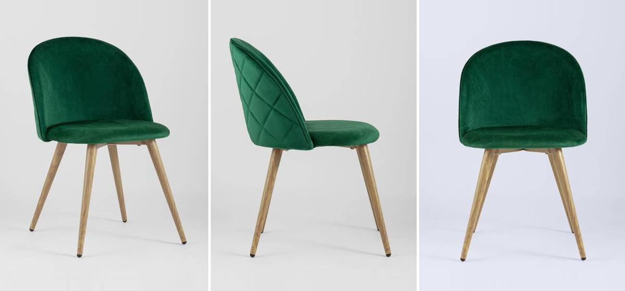 Стул Miruna Chair Спинка Ромбы Зеленый Велюр - фото