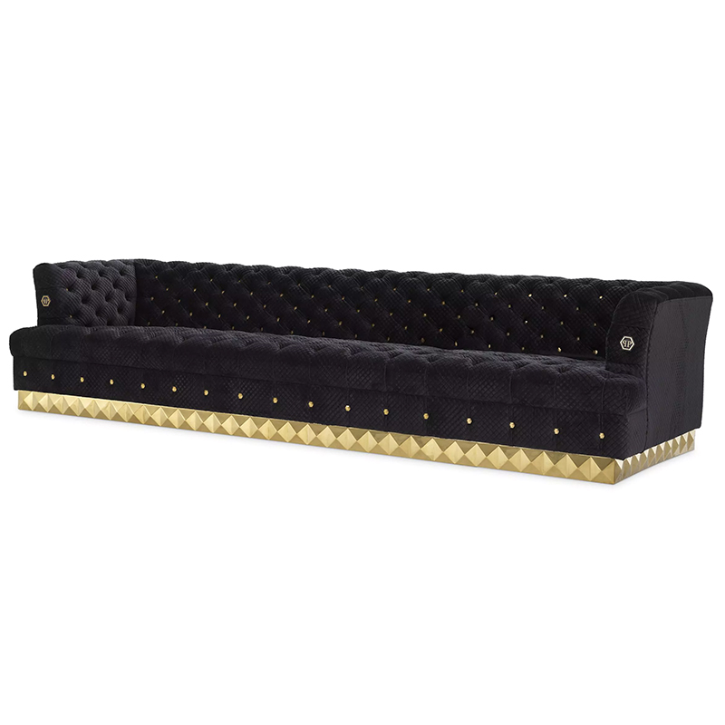 Диван Philipp Plein Sofa Rockstud L Черный Золотой Диван Philipp Plein Sofa Rockstud L Черный Золотой в Грозном | Loft Concept