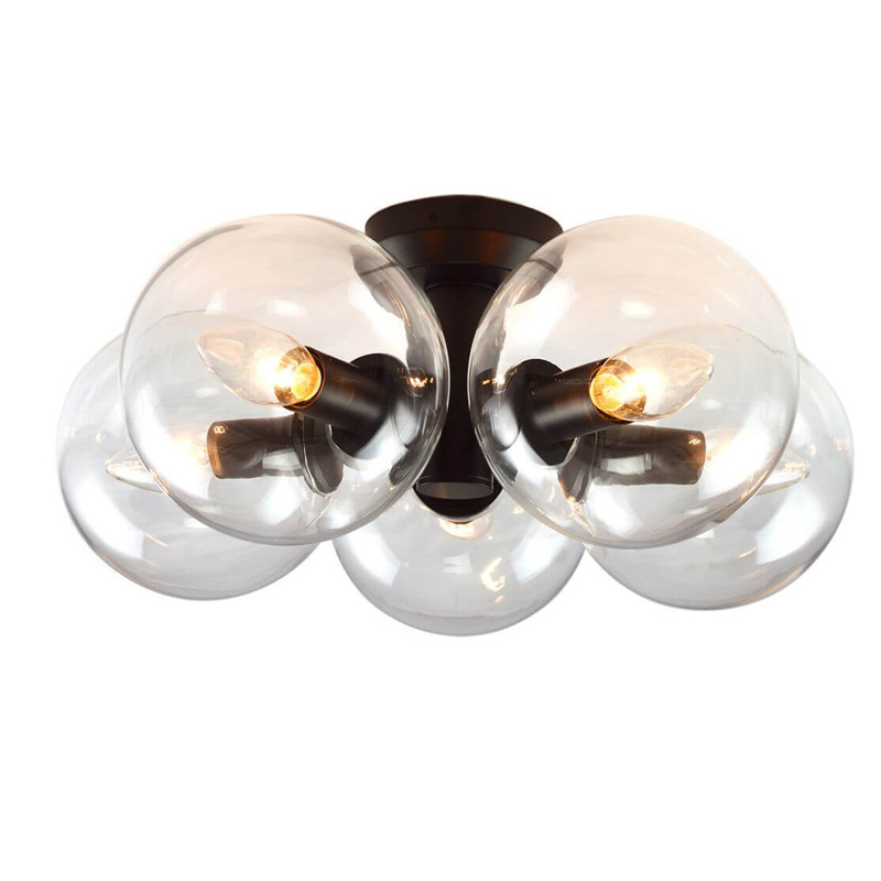 Потолочный светильник Modo 5 Globes Ceiling Lamp 41 Черный Прозрачное Стекло Потолочный светильник Modo 5 Globes Ceiling Lamp 41 Черный Прозрачное Стекло в Грозном | Loft Concept