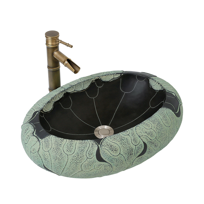 Раковина Lotus Leaf Oval Графит Зеленый шалфей Раковина Lotus Leaf Oval Графит Зеленый шалфей в Грозном | Loft Concept
