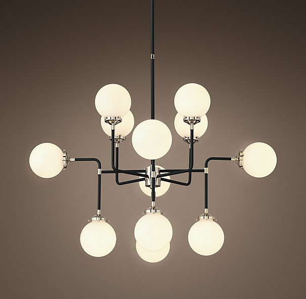 Люстра BISTRO GLOBE MILK  GLASS SILVER CHANDELIER 12 Черный Серебряный Белый в Грозном | Loft Concept 